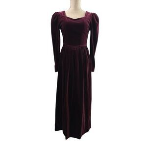 Laura Ashley Vintage Dress Burgundy Velvet Whimsigoth Princess NWT